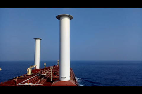 Norsepower's Flettner Rotors generated fuel savings of 8.2% aboard the 109,647dwt LR2 product tanker Maersk Pelican.
